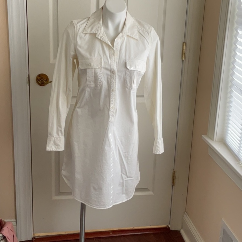 White Button-Up Shirt Dress
